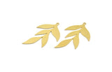 Brass Leaf Charm, 4 Raw Brass Branch Charms With 1 Loop, Charm Pendants (46x30x0.60mm) A4923