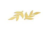 Brass Leaf Charm, 4 Raw Brass Branch Charms With 1 Loop, Charm Pendants (46x30x0.60mm) A4923