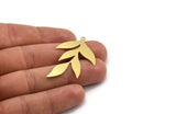 Brass Leaf Charm, 4 Raw Brass Branch Charms With 1 Loop, Charm Pendants (46x30x0.60mm) A4923