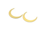 Brass Moon Blank, 8 Raw Brass Crescent Moon Shaped Blanks, Findings (38x6x0.60mm) A4840