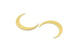 Brass Moon Blank, 8 Raw Brass Crescent Moon Shaped Blanks, Findings (38x6x0.60mm) A4840