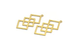 Brass Square Charm, 12 Raw Brass Square Charms With 1 Loop, Findings (36x18x0.60mm) A4892