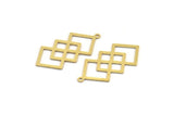 Brass Square Charm, 12 Raw Brass Square Charms With 1 Loop, Findings (36x18x0.60mm) A4892