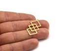 Brass Square Charm, 12 Raw Brass Square Charms With 1 Loop, Findings (36x18x0.60mm) A4892