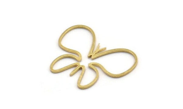Brass Butterfly Charm, 24 Raw Brass Butterfly Shaped Charms, Earring Findings (27x21x0.80mm) A4982