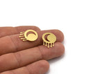 Brass Round Charm, 12 Raw Brass Crescent Moon Patterned Round Shaped Charms With 1 Loop, Charm Pendants (22.5x15x0.60mm) A4869