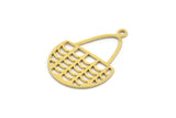 Brass Basket Charm, 12 Raw Brass Basket Shaped Charms With 1 Loop, Charm Pendants (26.5x19x0.60mm) A4911