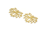 Brass Flower Charm, 24 Raw Brass Lotus Flower Charms With 1 Loop, Findings (17x25x0.60mm) A4931