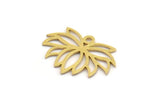 Brass Flower Charm, 24 Raw Brass Lotus Flower Charms With 1 Loop, Findings (14x20x0.60mm) A4928