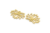 Brass Flower Charm, 24 Raw Brass Lotus Flower Charms With 1 Loop, Findings (14x20x0.60mm) A4928