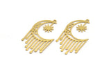 Brass Moon Charm, 6 Raw Brass Crescent Moon And Star Shaped Charms With 1 Loop, Charm Findings (44x24x0.60mm) A4782
