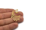 Brass Moon Charm, 6 Raw Brass Crescent Moon And Star Shaped Charms With 1 Loop, Charm Findings (44x24x0.60mm) A4782