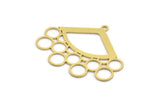 Brass Triangle Charm, 8 Raw Brass Triangle And Circles Shaped Charms With 1 Loop (27.5x34x0.60mm) A4913