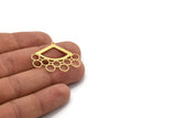 Brass Triangle Charm, 8 Raw Brass Triangle And Circles Shaped Charms With 1 Loop (27.5x34x0.60mm) A4913