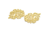 Brass Leaf Charm, 4 Raw Brass Branch Charms With 1 Loop, Charm Pendants (37x29x0.60mm) A4912