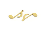 Brass Eighth Note Charm, 24 Raw Brass Eighth Note Shaped Charms With 1 Loop, Pendants, Earring Findings (20x8x0.60mm) A4888