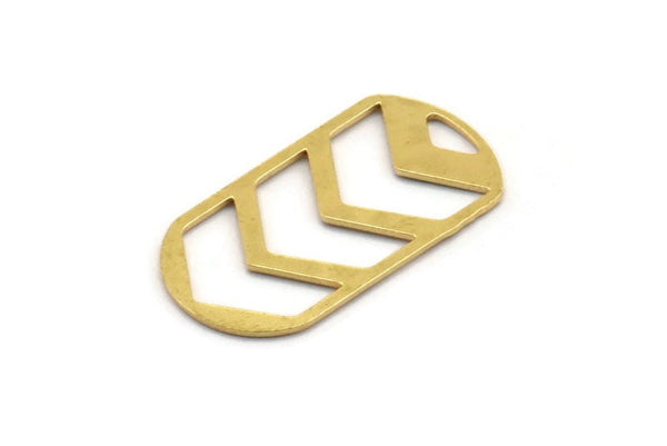 Brass Oval Charm, 24 Raw Brass Chevron Patterned Oval Shaped Charms, Earring Charms (25x13x0.60mm) A4927