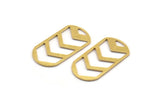 Brass Oval Charm, 12 Raw Brass Chevron Patterned Oval Shaped Charms, Earring Charms (25x13x0.60mm) A4927