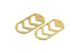 Brass Oval Charm, 12 Raw Brass Chevron Patterned Oval Shaped Charms With 1 Hole, Earring Charms (25x13x0.60mm) A4924