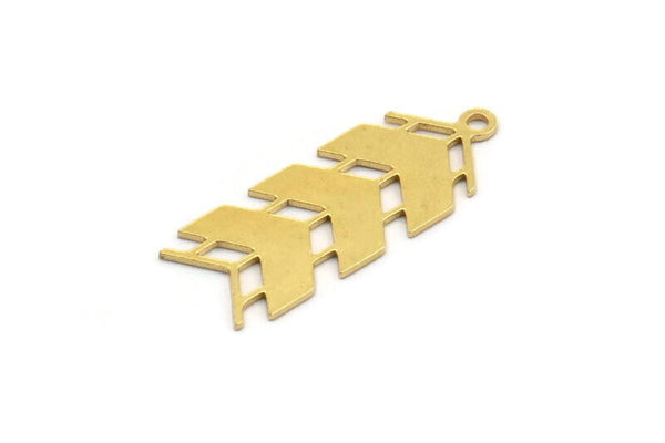 Brass Chevron Charm, 12 Raw Brass Chevron Shaped Charms With 1 Loop, Earring Charms (27.5x11x0.60mm) A4914