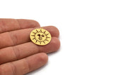 Brass Round Charm, 6 Raw Brass Sun Patterned Round Shaped Charms With 1 Loop, Charm Pendants (27x24.5x0.60mm) A4785