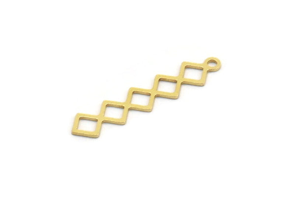 Pirinç Etnik Charm, 1 Döngülü 50 Ham Pirinç Etnik Motifli Charm, Küpe Charm'ları (30x6x0,60 mm) A4910