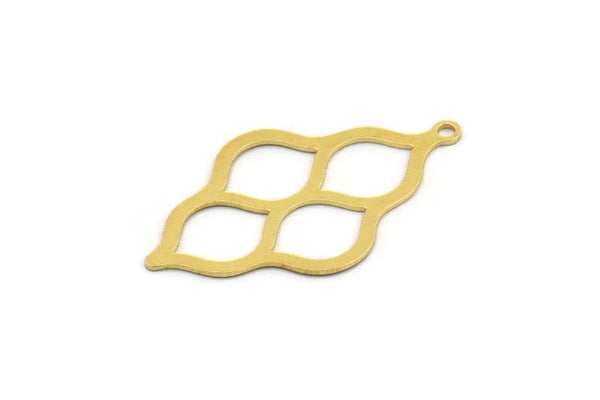 Brass Ethnic Charm, 12 Raw Brass Ethnic Motif Charms With 1 Loop, Earring Charms (35x20.5x0.60mm) A4894