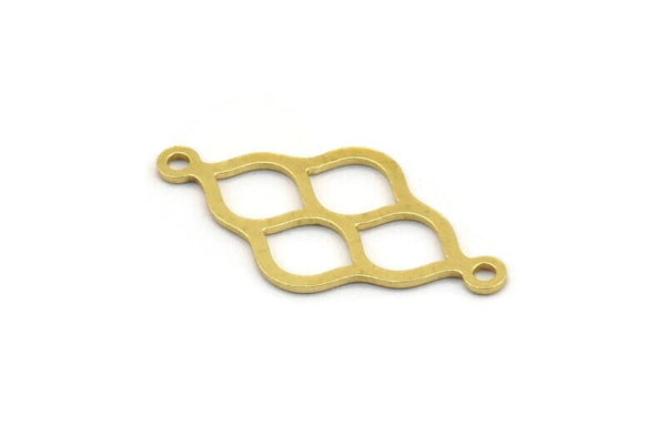 Pirinç Etnik Charm, 2 Döngülü 50 Ham Pirinç Etnik Motifli Charm, Küpe Charm'ları, Bağlantı Parçaları (24x12,5x0,60 mm) A4896