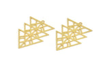 Brass Triangle Charm, 6 Raw Brass Triangle Shaped Charms With 1 Loop (38x26x0.60mm) A5298