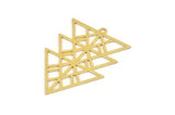 Brass Triangle Charm, 6 Raw Brass Triangle Shaped Charms With 1 Loop (38x26x0.60mm) A5298