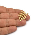 Brass Triangle Charm, 8 Raw Brass Triangle Shaped Charms With 1 Loop (30x21x0.60mm) A5299