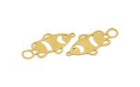 Brass Fish Charm, 12 Raw Brass Fish Shaped Charms With 1 Loop (30x15x0.60mm) A5263