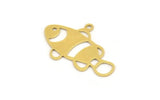 Brass Fish Charm, 12 Raw Brass Fish Shaped Charms With 1 Loop (28x18x0.60mm) A5269