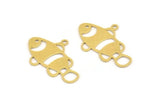Brass Fish Charm, 12 Raw Brass Fish Shaped Charms With 1 Loop (28x18x0.60mm) A5269