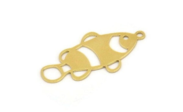 Brass Fish Charm, 12 Raw Brass Fish Shaped Charms With 1 Loop (30x15x0.60mm) A5263
