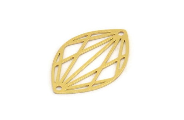Brass Marquise Charm, 12 Raw Brass Marquise Charms With 2 Holes, Earrings, Pendants (27x18x0.60mm) A5270