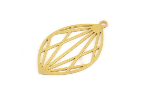 Brass Marquise Charm, 8 Raw Brass Marquise Charms With 1 Loop, Earrings, Pendants (34x21x0.60mm) A5288