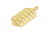 Brass Charm, 12 Raw Brass Charms With 1 Loop, Pendant Findings (24x11x0.60mm) A5290