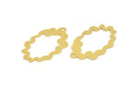Brass Irregular Charm, 12 Raw Brass Irregular Shaped Charms With 1 Loop (32x19x0.60mm) A5276