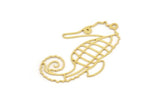 Brass Sea Horse Charm, 8 Raw Brass Sea Horse Shaped Charms With 1 Loop (40x26x0.60mm) A5296