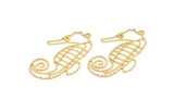 Brass Sea Horse Charm, 8 Raw Brass Sea Horse Shaped Charms With 1 Loop (40x26x0.60mm) A5296