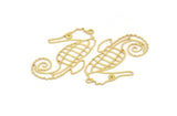 Brass Sea Horse Charm, 8 Raw Brass Sea Horse Shaped Charms With 1 Loop (40x26x0.60mm) A5296