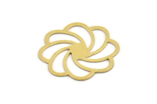 Brass Flower Charm, 10 Raw Brass Flower Charms, Charm Pendants, Connector Findings (28x26x0.60mm) A4884