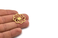 Brass Flower Charm, 10 Raw Brass Flower Charms, Charm Pendants, Connector Findings (28x26x0.60mm) A4884