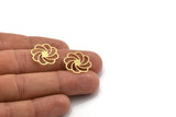 Brass Flower Charm, 24 Raw Brass Flower Charms, Charm Pendants, Connector Findings (19x18x0.60mm) A4883