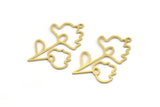 Brass Flower Charm, 24 Raw Brass Flower Charms With 1 Loop, Earring Findings (35x26x0.60mm) A4803