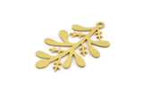 Brass Leaf Charm, 12 Raw Brass Branch Charms With 1 Loop, Charm Pendants (30x18x0.60mm) A4801
