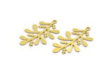 Brass Leaf Charm, 12 Raw Brass Branch Charms With 1 Loop, Charm Pendants (30x18x0.60mm) A4801