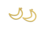 Brass Moon Charm, 24 Raw Brass Crescent Moon Charms With 1 Loop (22x8.5x0.60mm) A4877