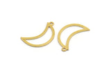 Brass Moon Charm, 50 Raw Brass Crescent Moon Charms With 1 Loop (21x8x0.60mm) A4873